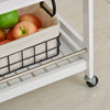 3-Tier Home Trolley Kitchen Storage Cart Steel Bars 4 Wheels Rolling Unit White