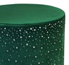 Velvet Plush Gem Studded Sparkle Dressing Table Stool Footstool Chrome Band
