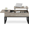 Split Lift-top Coffee Table with Storage Side Drawer&Metal Legs for Living Room