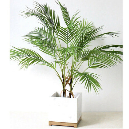 Artificial Plants Indoor Outdoor Fake Leaf Foliage Bush Flower Garden Decors UK