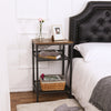 Industrial Side Table Metal Bedside Nightstand Shelf Storage Plant Lamp Stand