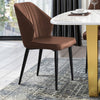 2X Dining Chair Brown Faux Leather Office Chair with Thick Cushion Dining Room