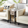 Narrow Side Table 2-Tier End Table w/ Drawer Open Shelf Wood Nightstand Storage