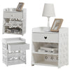 White Bedside Table Bedroom Cabinet Nightstand With 1 Drawer & 2 Shelf Furniture