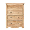 Corona Chest of Drawers Rustic 4 Drawer Mexican Solid Pine Waxed Bedroom Storage