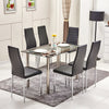 Dining Table and Chairs Set Faux Leather Chrome Legs Kitchen Livingroom Black UK