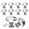 8x Clear Crystal Glass Door Knob Handle Drawer Cabinet Furniture w/ Screws 40mm