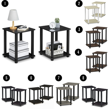 Furinno Simplistic Coffee End Table Side Table With Shelf, Set of Two