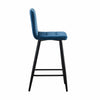 2 Pcs Blue Velvet Bar Chairs High Bar Stools with Backrest & Metal Legs Home Bar