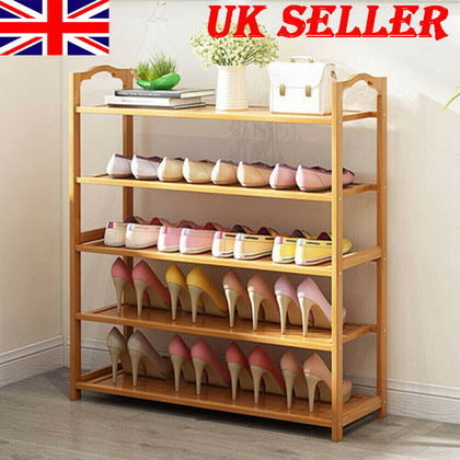 BAMBOO SHOE FOOTWEAR RACK STAND SHELF UNIT ORGANISER WOODEN STORAGE SHELVES NEW.