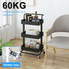 3 Tier Kitchen Trolley Salon Hairdresser Storage Cart Rack Rolling Wheels Black