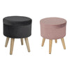 Ottoman Footstool with Storage Round Footrest Seat Stool Home Velvet Wooden Legs