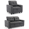 HUDSON 1-SEATER, 2-SEATER SOFA BED LINEN FABRIC WITH CUP HOLDERS GREY