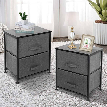 Fabric Chest of Drawers Cabinet Storage Unit Bedside Table Nightstand Lamp Desk