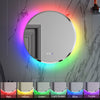Round LED Bathroom Mirror RGB Backlit Dimmable Illuminated Lights Demister 600mm