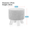 Small Footstool Linen Removable Cover Stool Ottoman Round Pouffe Seat Wooden Leg