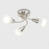 Modern 3 Way Semi Flush Ceiling Light Fitting Brushed Chrome + Glass Lounge Home