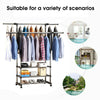 Adjustable Rolling Garment Hanger Scalable Portable Rail Clothes Rack w/ Wheels