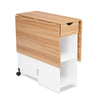 Mondeer Mobile Drop Leaf Table Folding Dining Table with 1 Drawer White & Oak