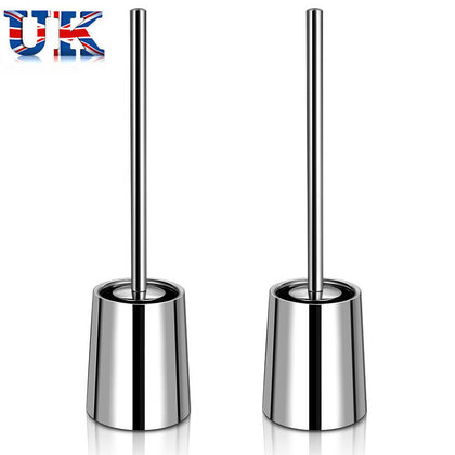 HOMEMAXS 2PCS Toilet Brush With Holder Stainless Steel Toilet Bowl for Bathroom