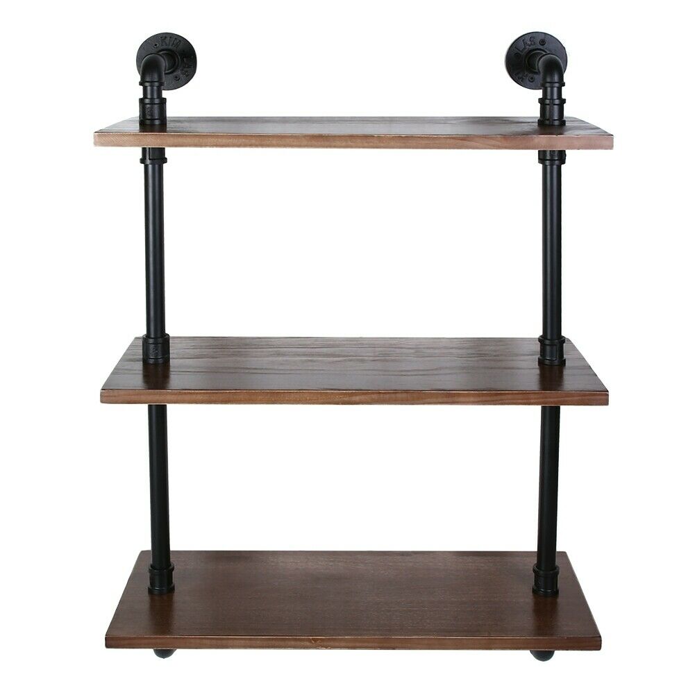 3 Tier Industrial Bookshelf Wall Shelf Display Storage Plant Shelving Holder NEW