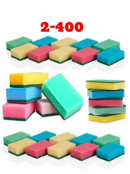 400 to 2 SPONGE CLEANING DISH WASHING CATERING SCOURER SCOURING PAD KITCHEN UK