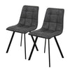 2x Deep Grey Dining Chairs Faux Leather/Suede Chairs Padded Seat Back Black Legs