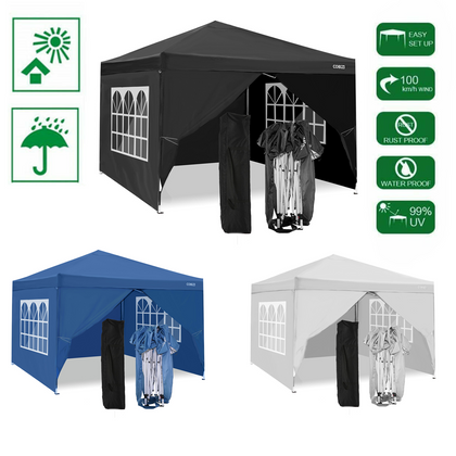 3x3M Pop Up Gazebo Waterproof Tent Marquee Canopy Garden Wedding Market Party UK