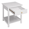 White Bedside Cabinet Side Table with Drawer Shelf Storage Corner Coffee Table
