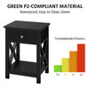 Black Bedside Table Cabinet with Drawer Shelf, Wooden End Table Storage Cabinet