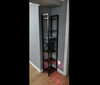 Tall Narrow Bookcase Vintage Industrial Display Unit Slim Rustic Storage Cabinet