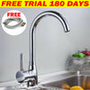 Modern Kitchen Sink Mixer Taps Swivel Spout Single Handle Tap Mono Chrome Faucet