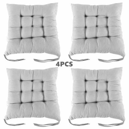 4 Pack Soft Chair Seat Pads Garden Outdoor Furniture Dining Patio Tie On Cushion