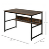 Large Rustic Home Office Desk Storage Shelf Laptop Study Workstation Table