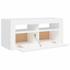 Modern White TV Unit Cabinet Stand 90cm High Gloss Doors with Free LED Lights
