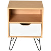 Modern Bedside Table Cabinet w/ Compartment Drawer Nightstand Metal Legs