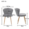 2pcs Dining Chair Velvet Fabric Armchair Shell Stitched Back Living Room Bedroom