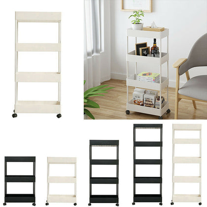 3/4/5 Tier Kitchen Slim Slide Out Trolley Cart Salon Storage Holder Wheeled Cart