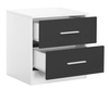 2 Drawer Bedside Table High Gloss Grey / Matt White - Bedroom Furniture