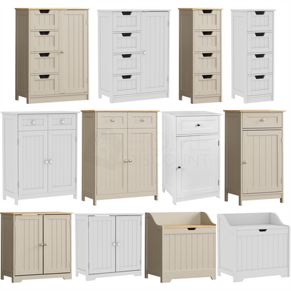 Bathroom Cabinet Freestanding Cupboard Drawer Storage Grey White Furniture MDF