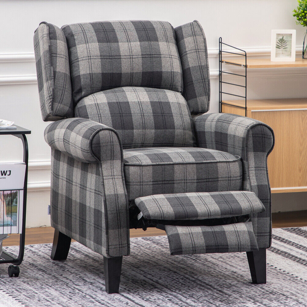 Manual Recliner Armchair PU/Velvet Sofa Reclining Chair with Adjustable Footrest