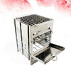 Picnic Burning Camping Stove Folding Wood Stainless Steel Barbecue Charcoal BBQ