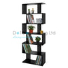 Wood Bookcase Bookshelf S Shape 6 Tier Shelves Free Shelving Storage Unit