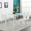 Stunning White Glass Dining Table and 4 Chairs Set Dining Kitchen Room