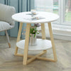 2 Tiers Round Coffee Table Sofa Side Small Nightstand End Console Lamp Desk Wood