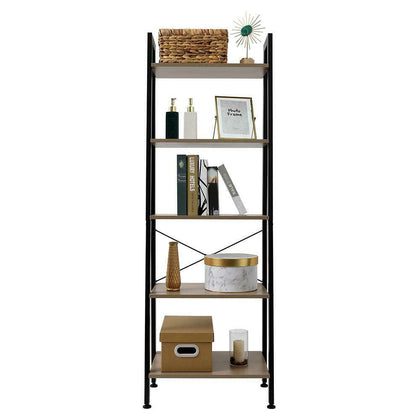 5 Tier Bookcase Rustic Shelf Unit Display Bookshelf Shelving Rack Free Standing