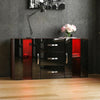 LED Sideboard 2 Door 3 Drawer Buffet Storage Cabinet Cupboard High Gloss