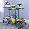 Outdoor Indoor Pot Plant Stand Garden Decor Flower Rack Wrought Iron 4 Wheeler