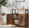Industrial Storage Cabinet Vintage Side Door Cupboard Rustic Metal Console Table