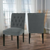 2X High Back Velvet Fabric Buttoned Back Dining Chairs Soft Side Chair Wood Legs